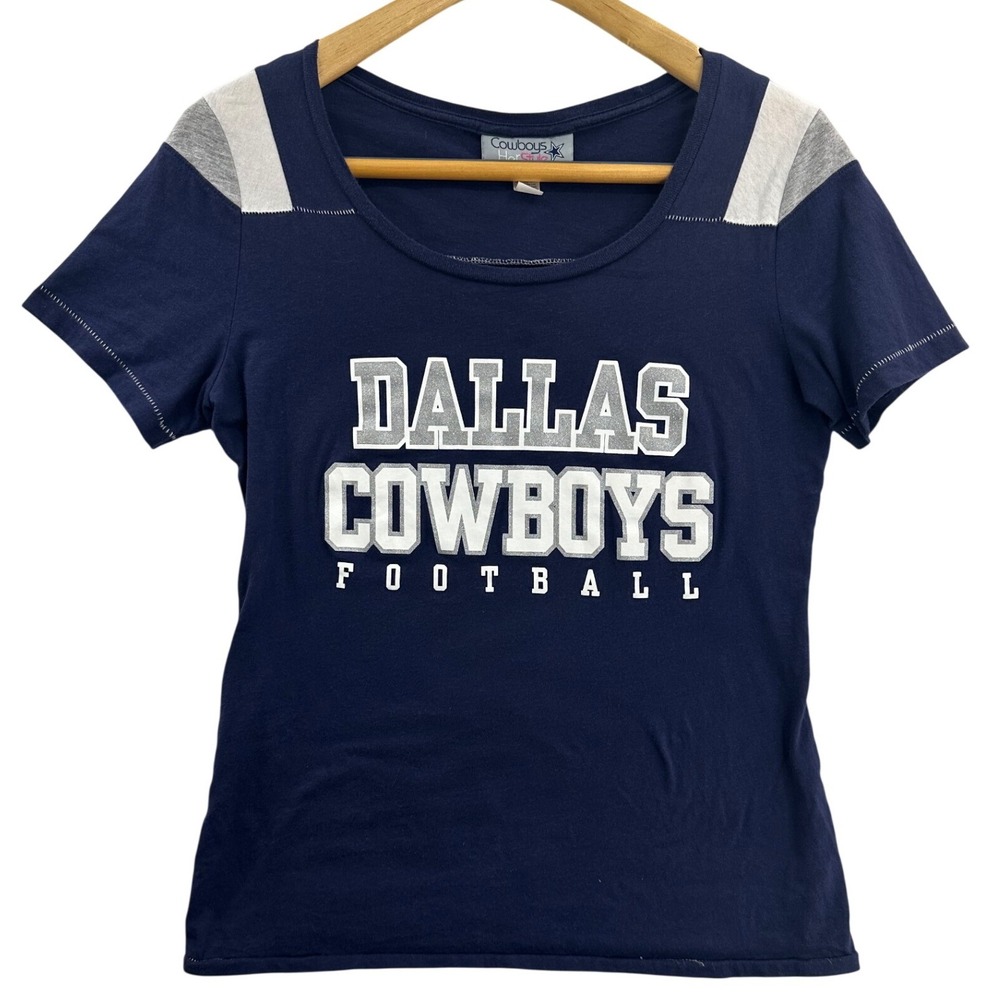 Cowboys HerStyle Navy Blue Dallas Cowboys Football T Shirt Women's M